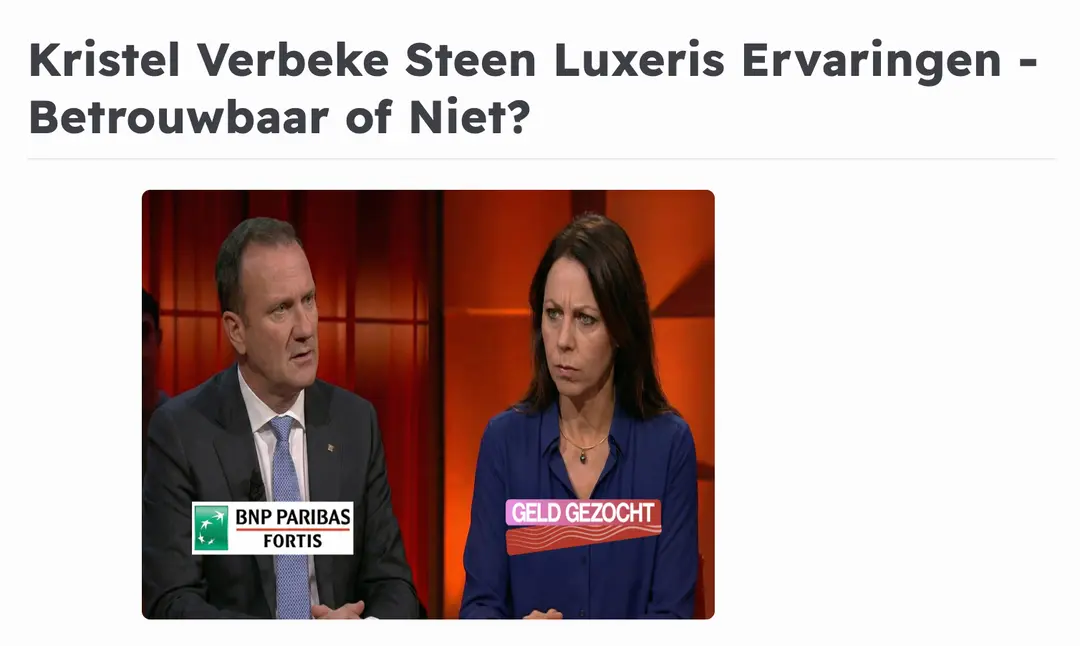 Steen luxeris kristel verbeke john steen afspraak uit de schulden IS EEN SCAM - Webdesign Antwerpen